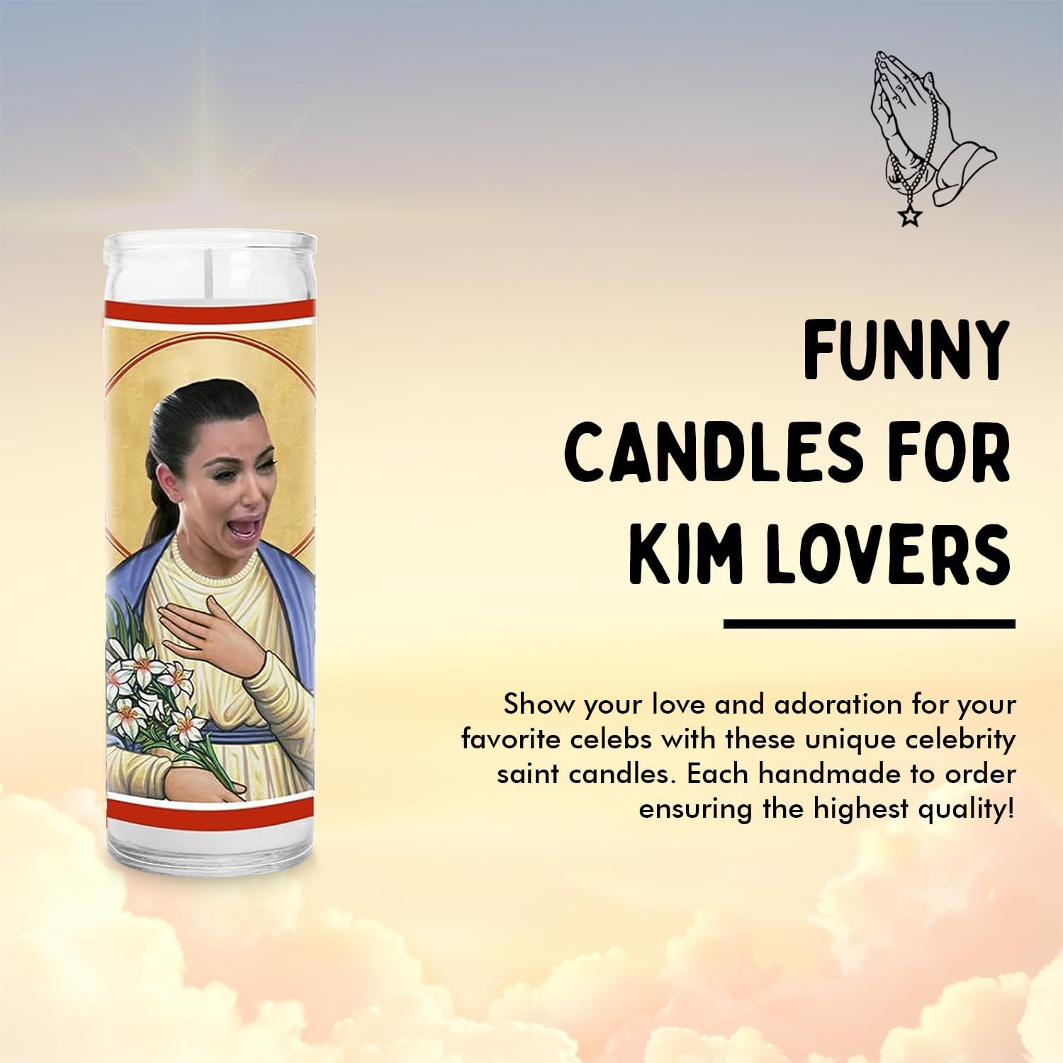 Crying Kim Celebrity Glass Jar Candle – Unscented Handmade Soy Wax Votive Candle – Unique Gift for Reality TV Lovers – Home Decor Collectible for Living Room & Office – 8 Inch