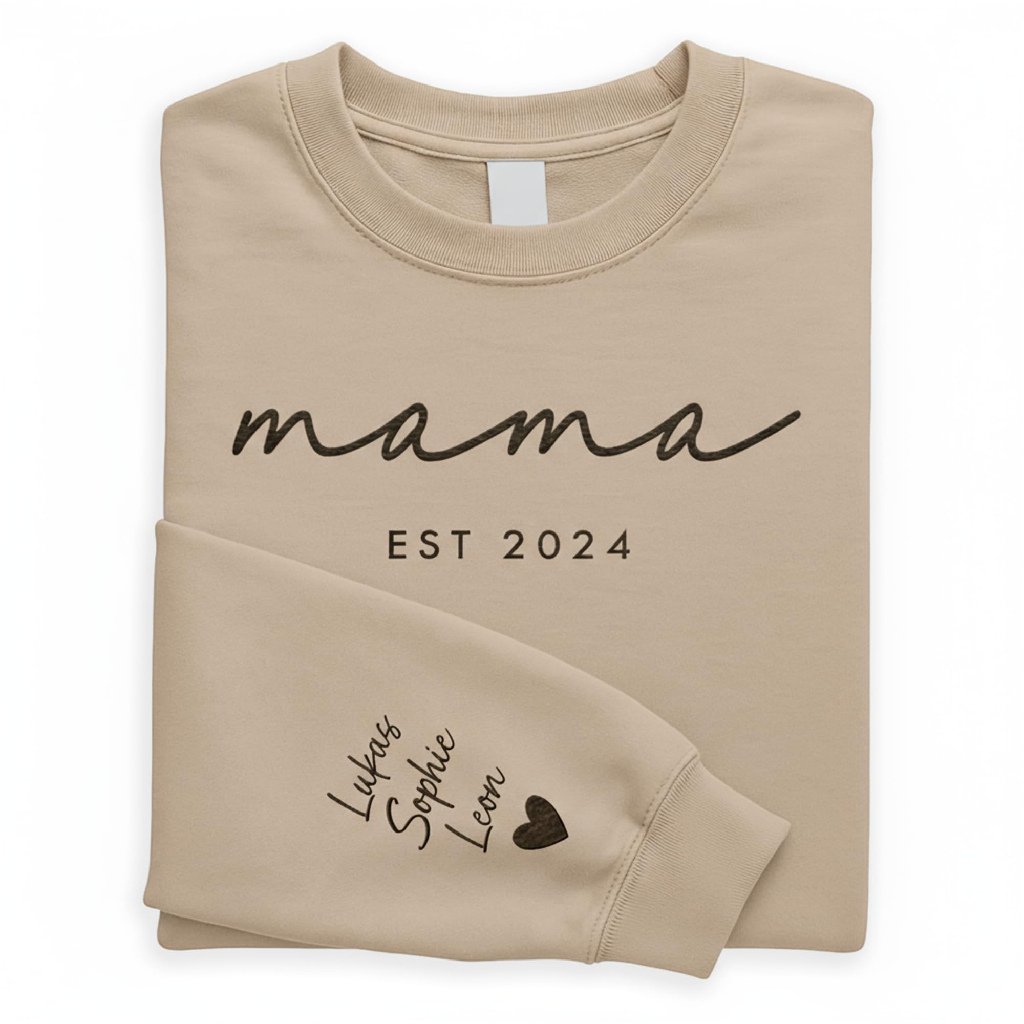 Love Faith - Personalisierter Sweater mit personalisiertem Aufdruck - In 6 Farben - Für Mama, Papa, Oma, Opa oder mit eigenem Text und Jahrgang sowie bis zu 4 Namen auf dem Ärmel