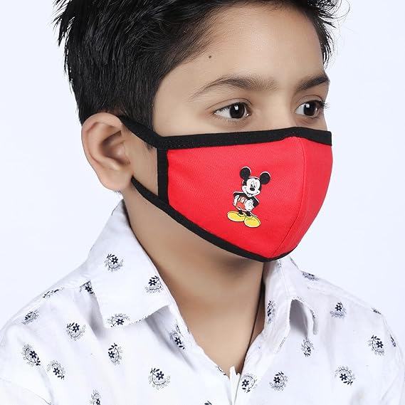 CareDone 3D Anti-Pollution Kids Facemask Reusable And Washable With Mickey & Minnie Mouse Printed Facemask for 3-15 Year old Boys & Girls, Cotton Face Mask For Kids (Multicolor Pack of 10)
