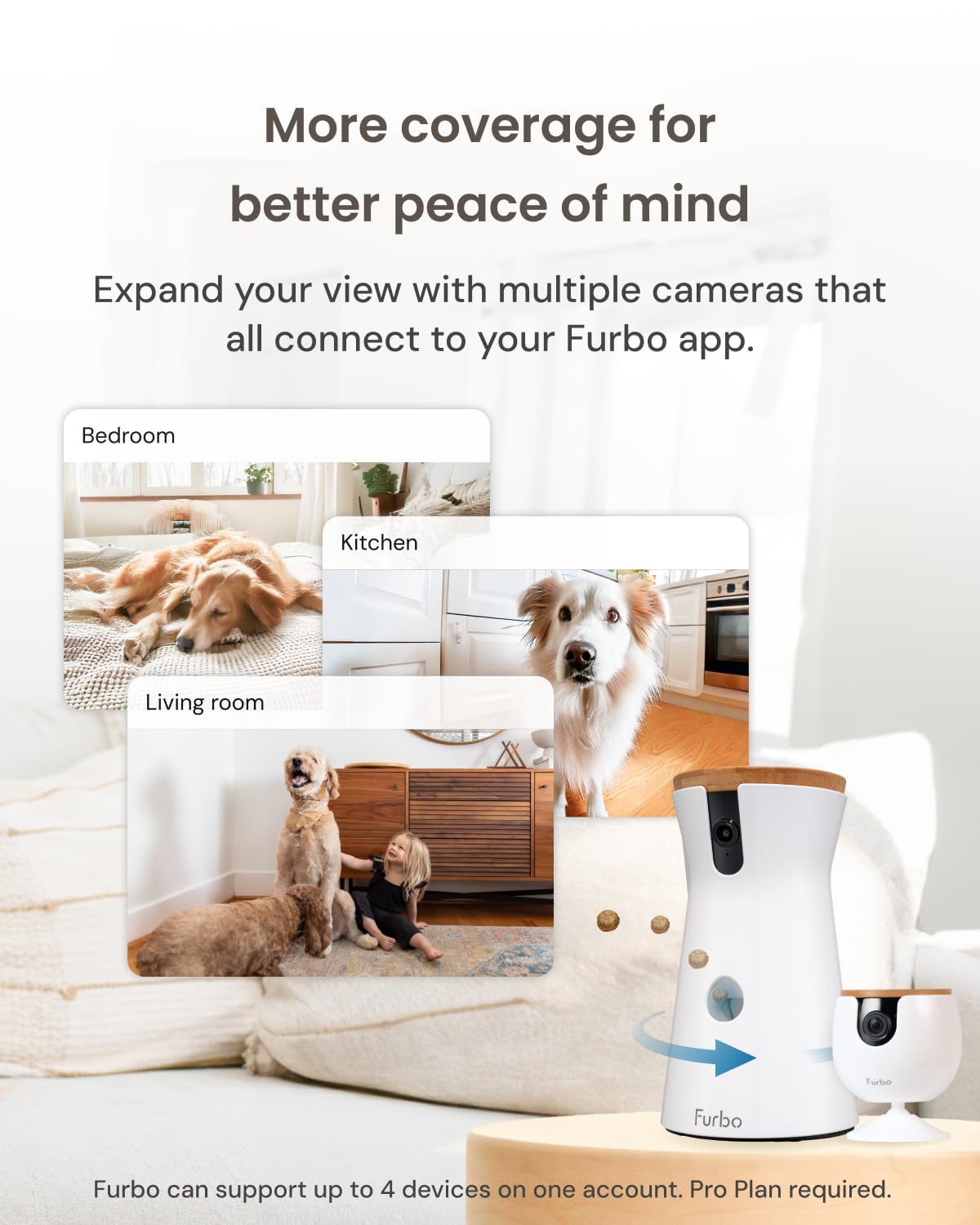 Furbo 360° Dog Camera + Mini [New Subscription Required at Setup] 2-Camera Bundle Nanny Pro Subscription: Dog Safety & Home Security Alerts, Pet Camera with Speaker, Phone App & Night Vision - image 3