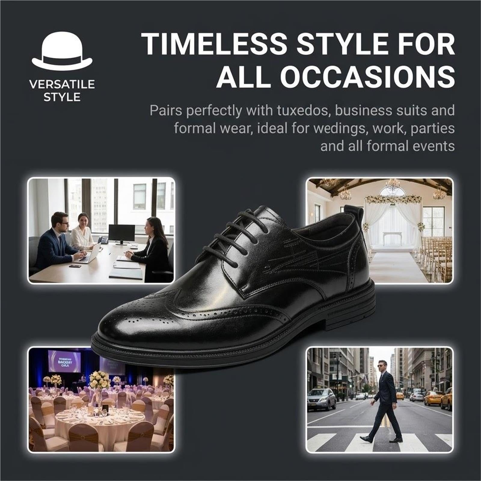 Scarpe Eleganti Oxford da Uomo in Vera Pelle, Comode Antiscivolo