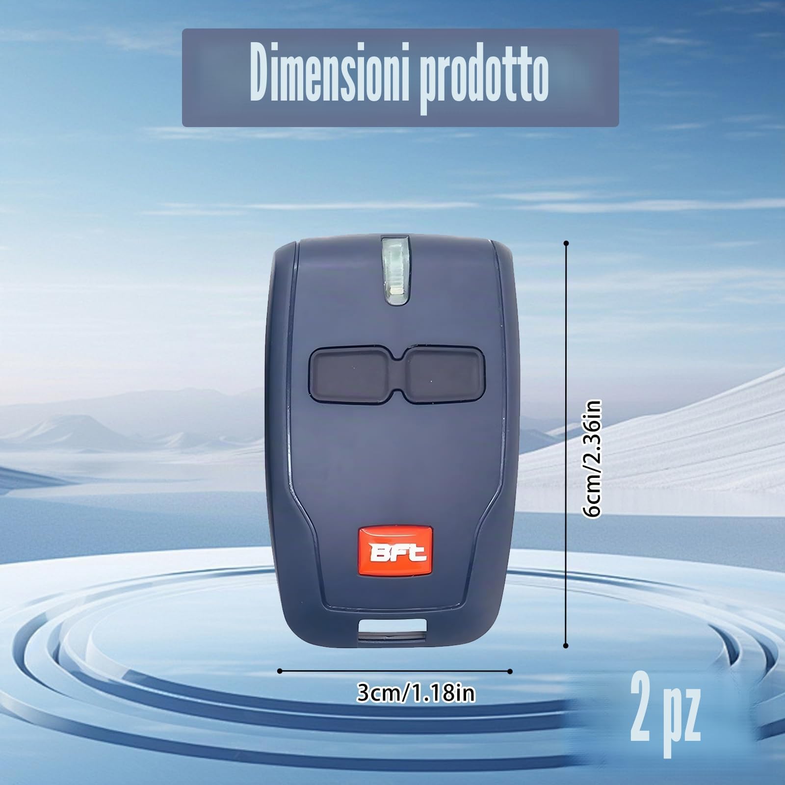 2 telecomandi da 433MHz per apriportone BFT, sostitutivi per telecomando BFT Mitto 2, telecomando per garage a 2 canali con portachiavi, compatibile con sistema di cancello elettrico MITTO B