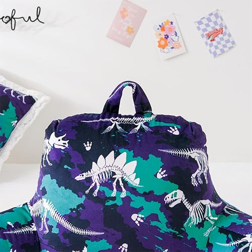 Miniatura 5 de Aimuan Almohada de lectura de dinosaurios, almohada de respaldo de cuña con brazos y soporte de espalda para sentarse en la cama, cojín inclinado,