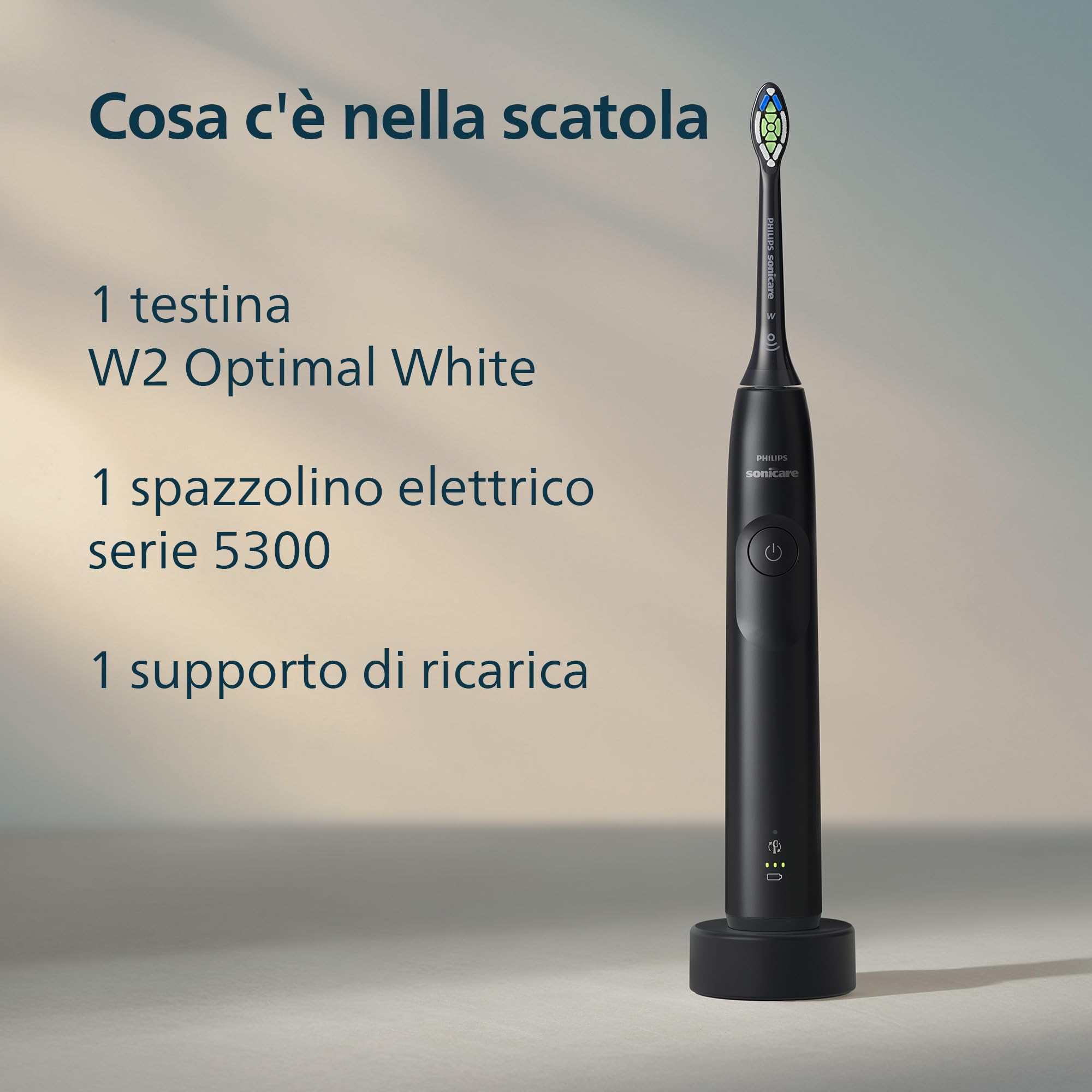 Philips Sonicare 5300, spazzolino elettrico sonico con 2 livelli di intensità, avviso di pressione, EasyStart, Smartimer e BrushPacer, nero, modello HX7101/01 [Nuova tecnologia]