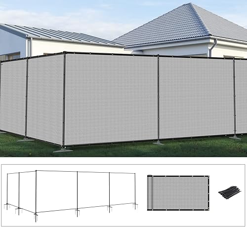 Miniatura 9 de Valla de privacidad al aire libre con postes de hierro, picos de tierra para perros, valla de privacidad de jardín de metal, valla de privacidad
