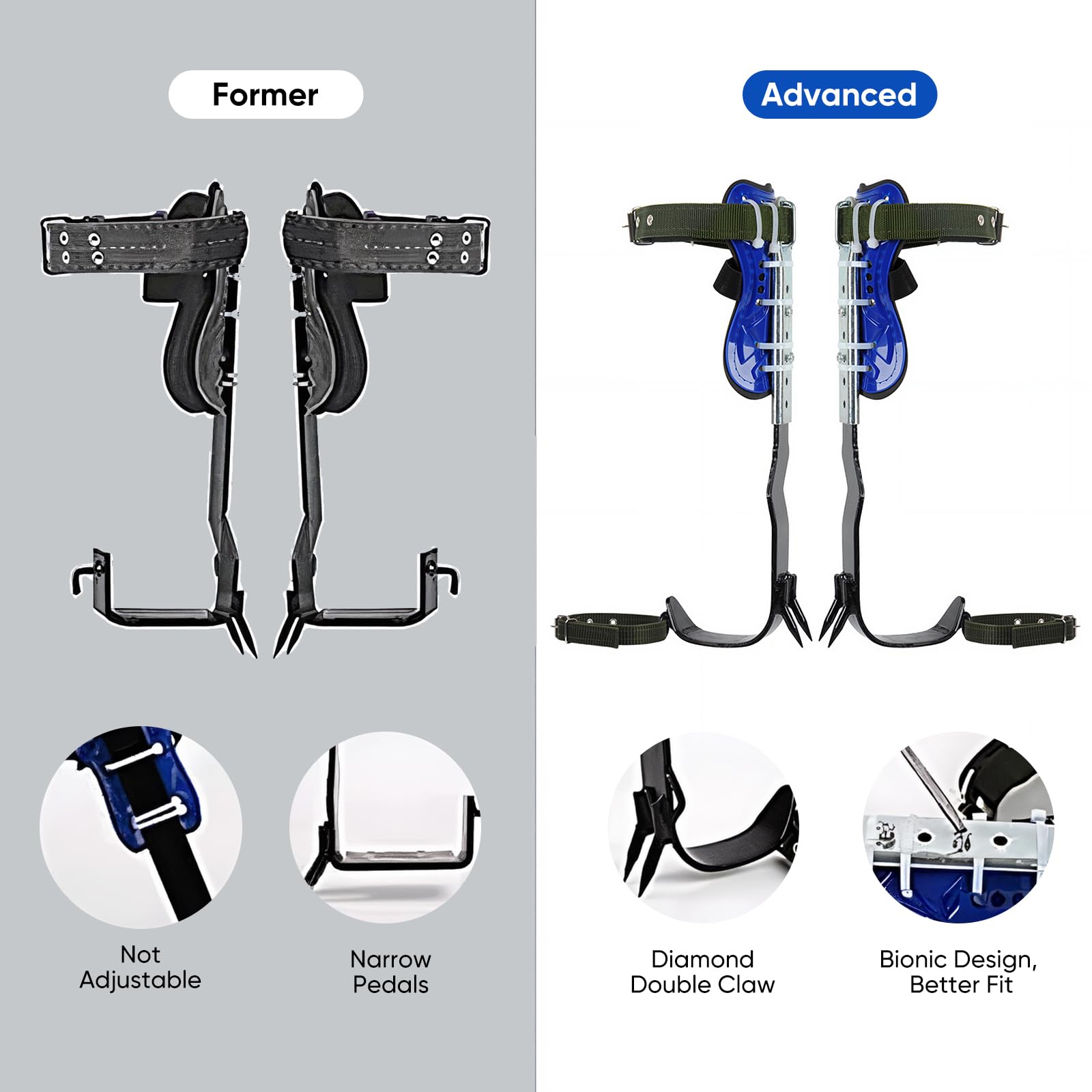 Ensemble professionnel de crampons d'escalade dans les arbres avec harnais de sécurité complet - Équipement d'escalade d'une capacité de 150 kg pour les arboriculteurs et les opérations de sauvetage