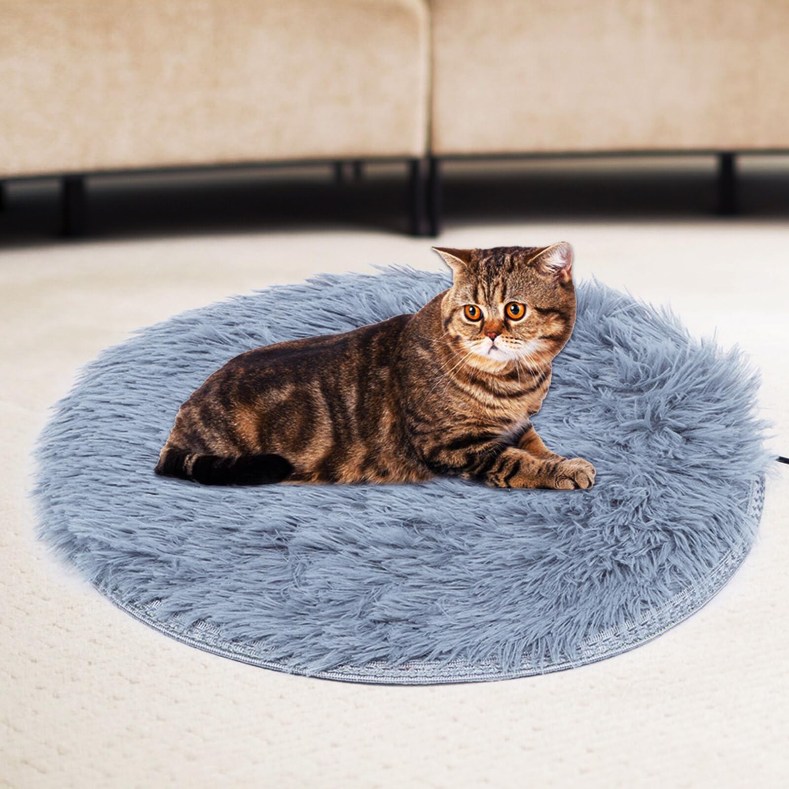 Haokaini Manta Calefactora para Mascotas Calefacción Constante Almohadilla Calefactora Eléctrica Colchón Felpa Alfombra de Cama Calentada con Cable USB para Perros Pequeños Gatos Gatitos