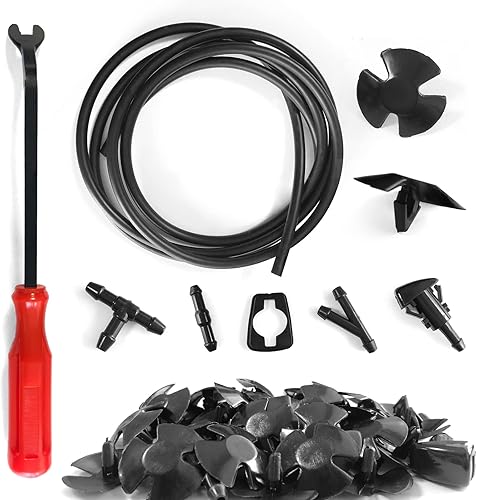 Kit de manguera para lavadora de parabrisas manguera de lĂquido de arandela de 66ft 3 conectores de manguera 4 boquillas de ventilador 4 juntas de Kit de manguera para lavadora de parabrisas manguera de lĂquido de arandela de 66ft 3 conectores de manguera 4 boquillas de ventilador 4 juntas de