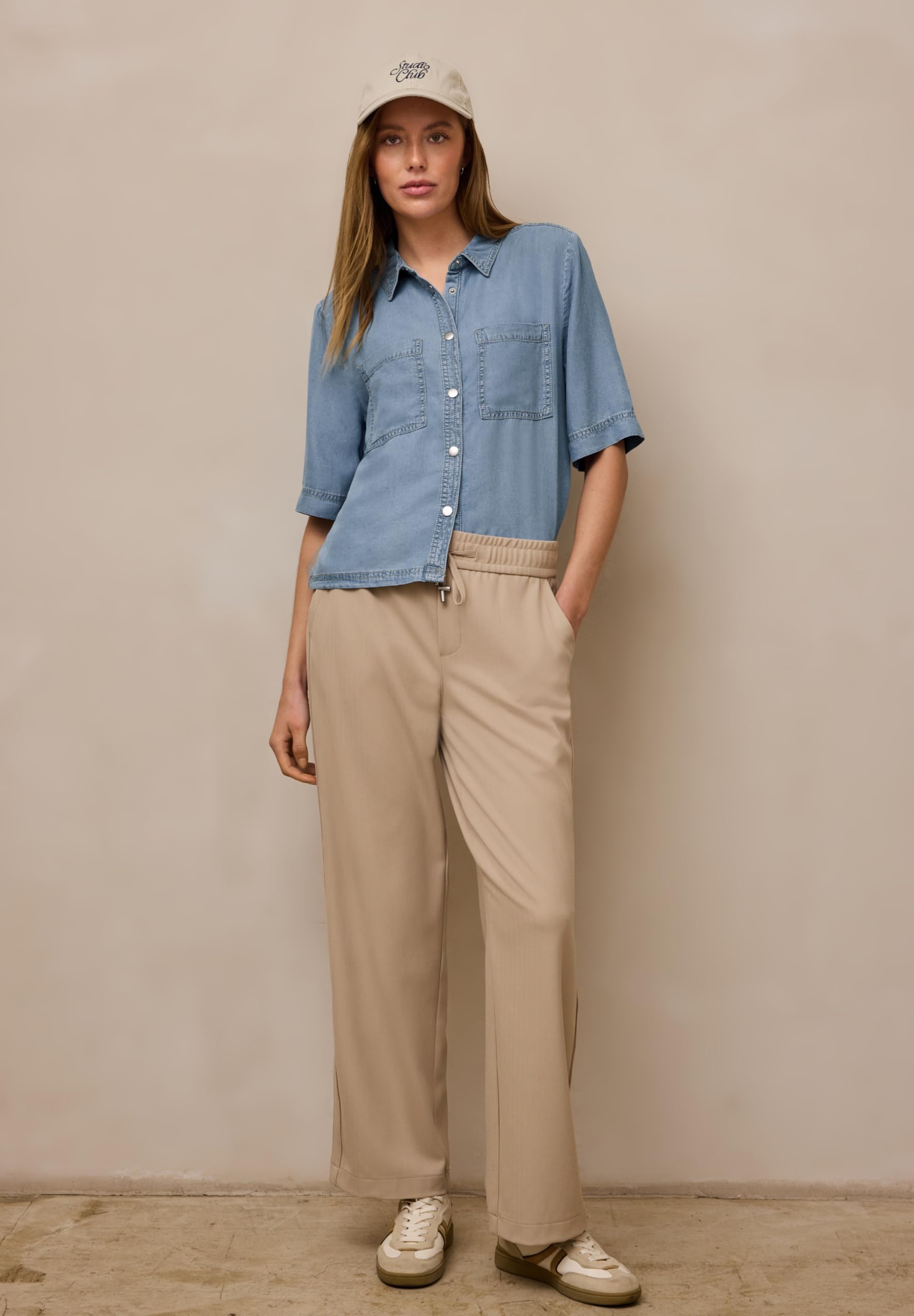 Street One Studio Kurzarm Bluse im Washed-Look