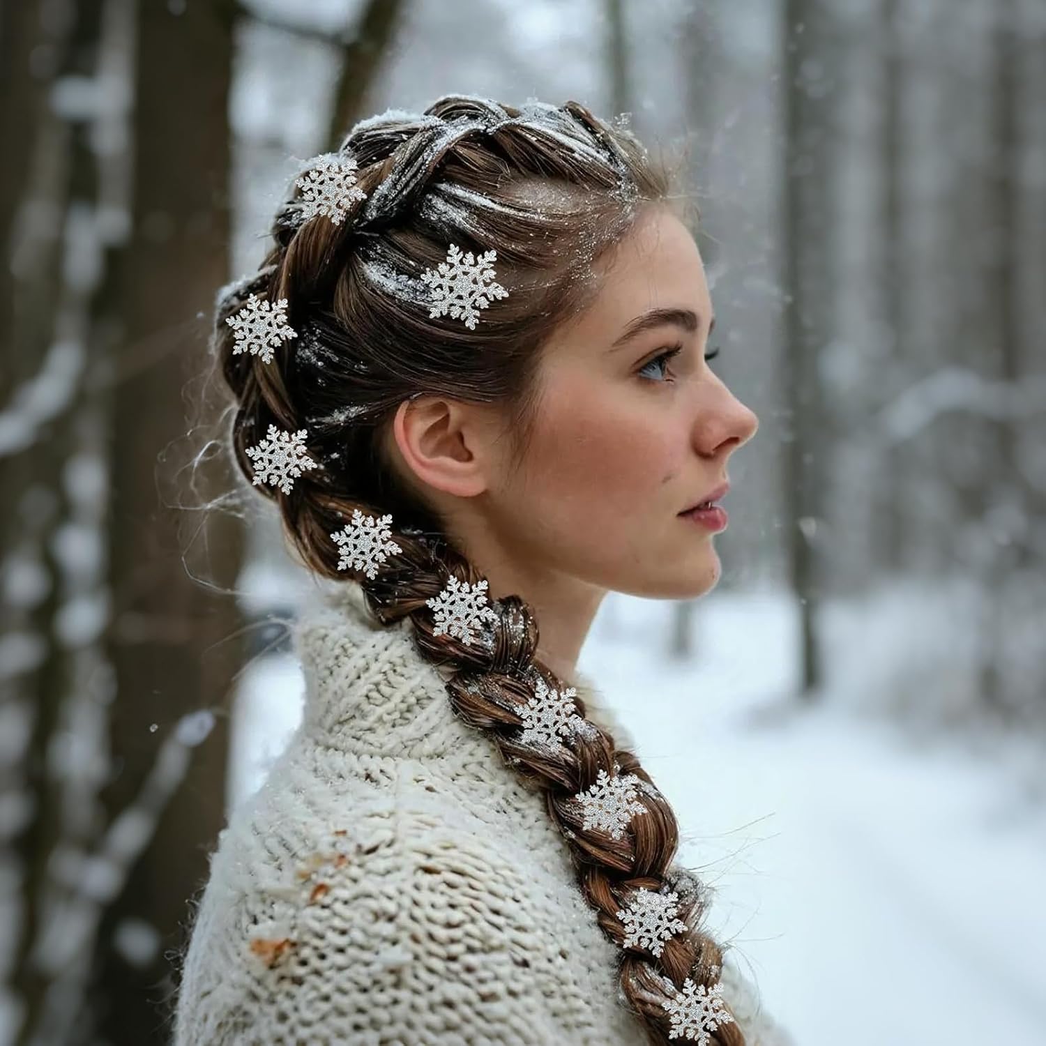 20 Pcs Glitter Snowflake Hair Clips Christmas Barrettes with Alligator Clips Winter Hair Accessories for Women Girls Holiday Party Supplies - Image 3