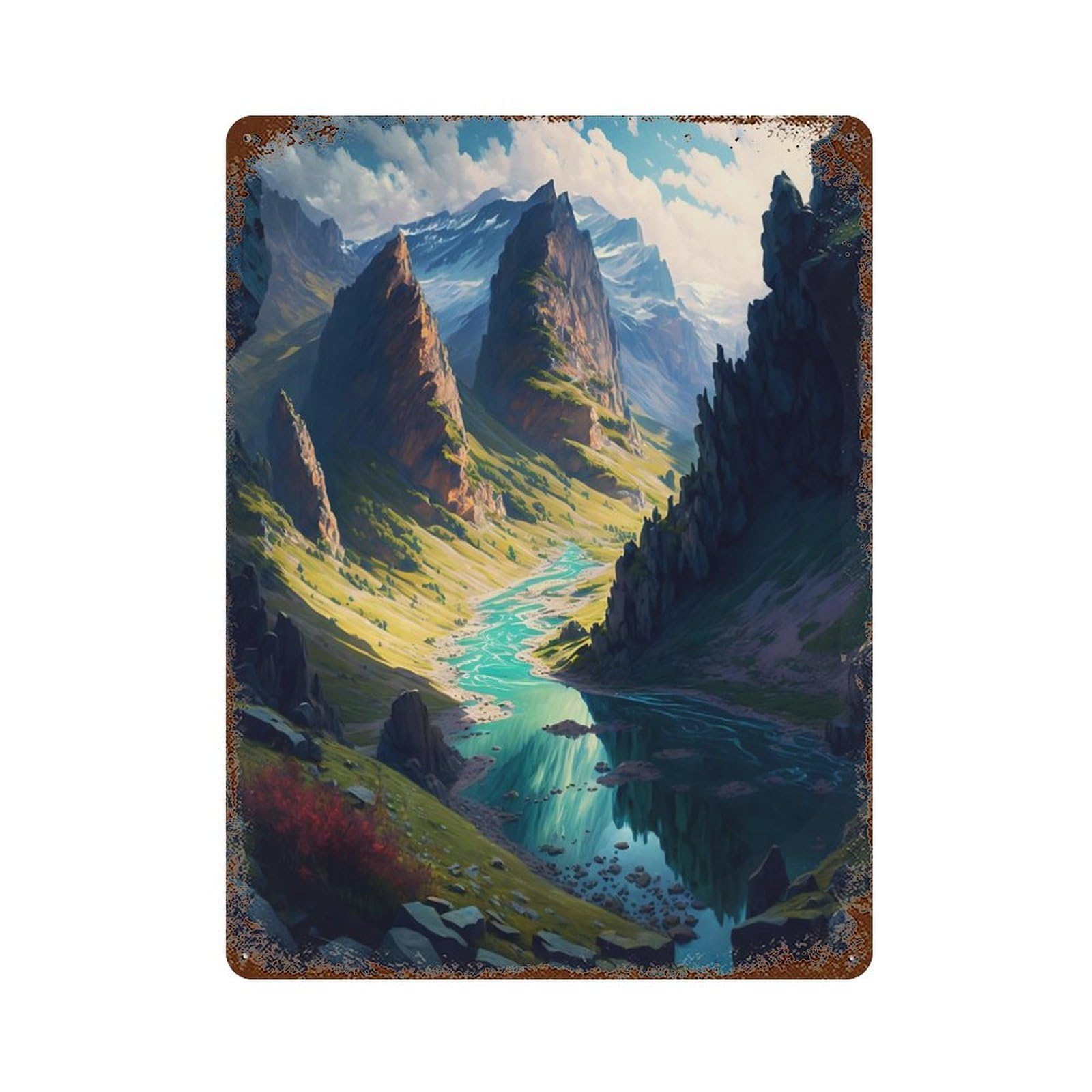 Peaks Valley Rusty Metal Tin Sign 15.7"x11.8", Industrial Home Decor for Garage, Pub Or Kitchen
