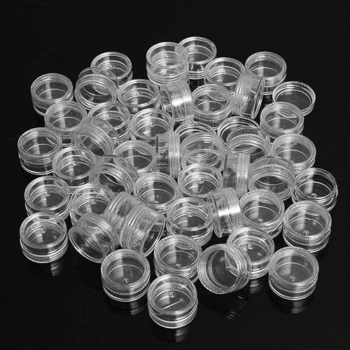 25 unidades  50 piezas100 tarros de crema transparentes vacíos  0.18 oz recipientes transparentes para cosméticos con tapa para viajes, arte de uñas