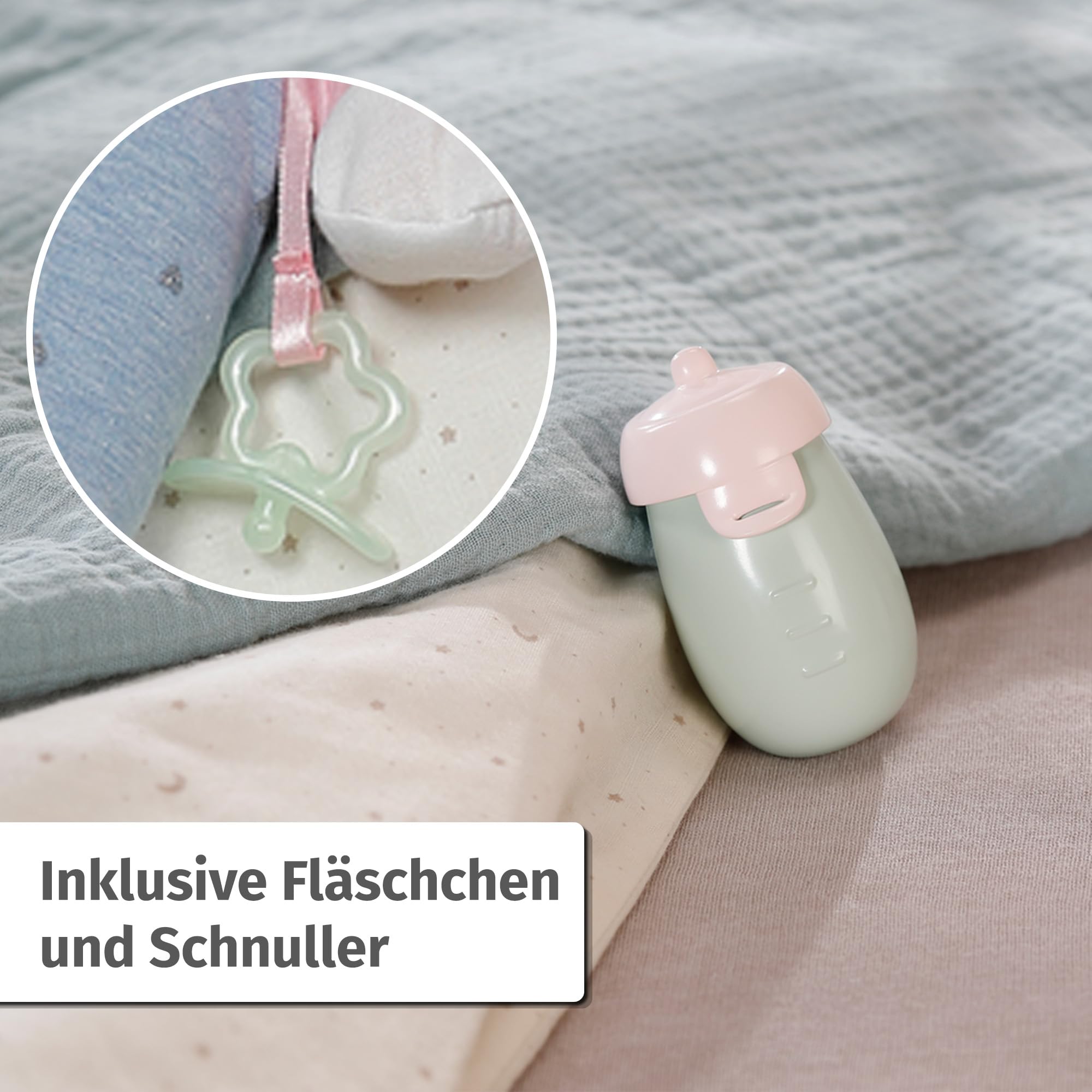 Baby Annabell Hannah Spiel mit Mir 36cm, Babypuppe mit 5 Funktionen, weichem Stoffkörper und Accessoires, 36cm große Puppe, für Kinder ab 1 Jahr, 711002 Zapf Creation