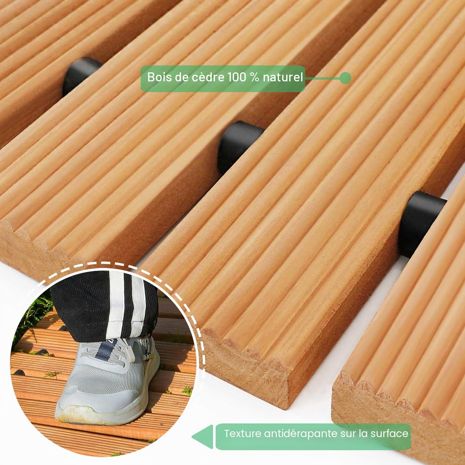 RELIANCER Allée de jardin en bois, allée droite en cèdre, allée de terrasse, allée décorative de jardin, allées de terrasse, allées de plage, routes en bois de plage, allées de fête de mariage (2,4 m)