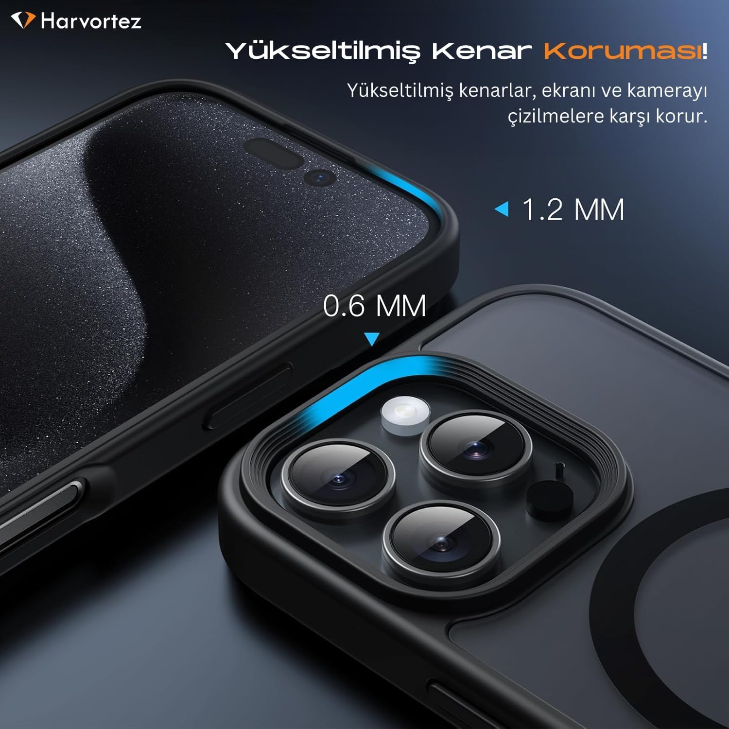 HARVORTEZ iPhone 15 Pro Max Kılıf 6.7" MagSafe ile Uyumlu, Darbeye Dayanıklı Cep Telefon Kılıfı, Mat