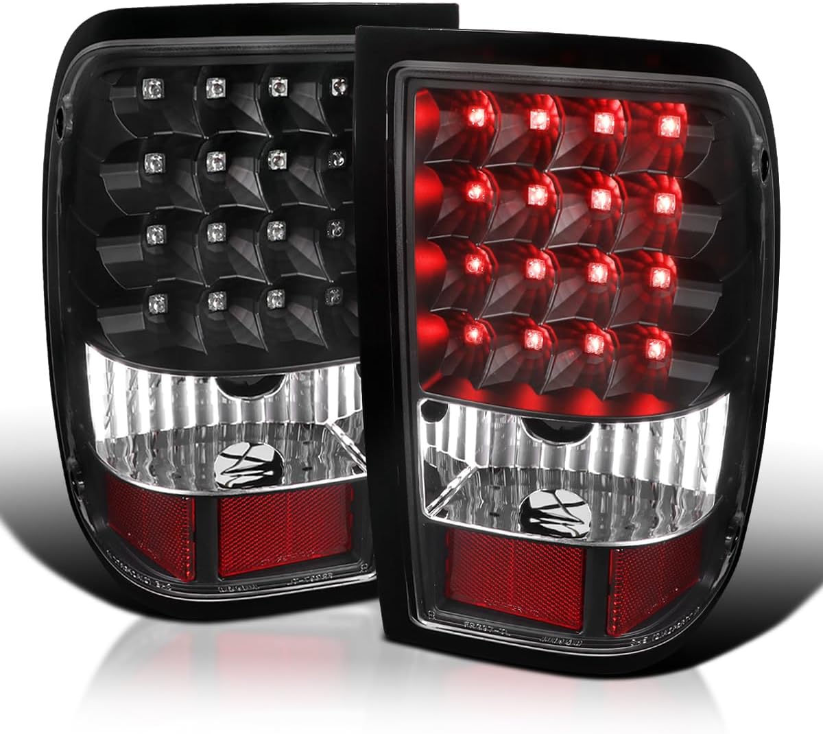 SPEC-D TUNING Black LED Tail Lights Compatible with 2006-2011 Ford Ranger, Left + Right Pair Assembly