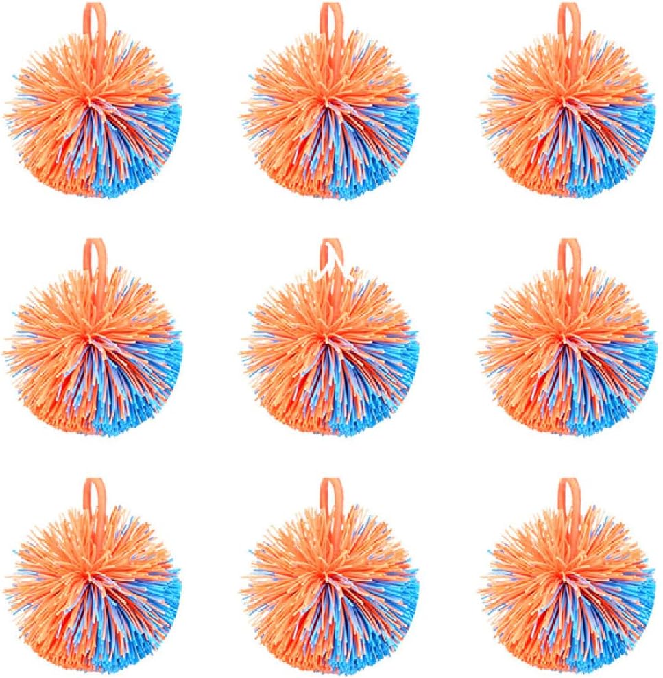 EDUCATION THROUGH PLAY 2.5" Mini Rubber String Ball Assorted Bulk Bundle, Soft Active Fun Toy, Sensory Fidgets Toys, Stress Balls,Colorful Bouncy Ball,9Pack (RKB-1)