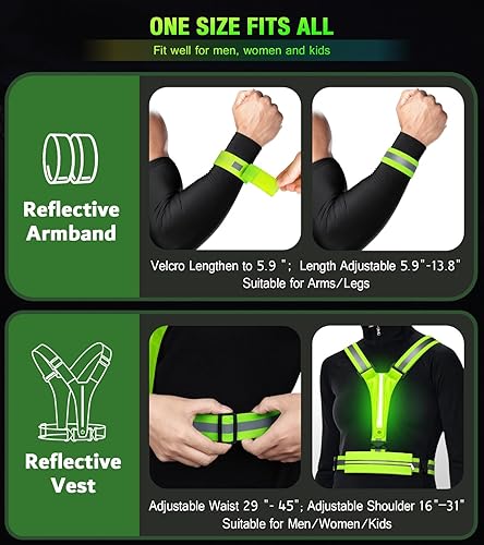 Miniatura 5 de Chaleco reflectante LED para correr, chaleco de correr recargable por USB para corredores, caminatas nocturnas con bolsa impermeable para teléfono,