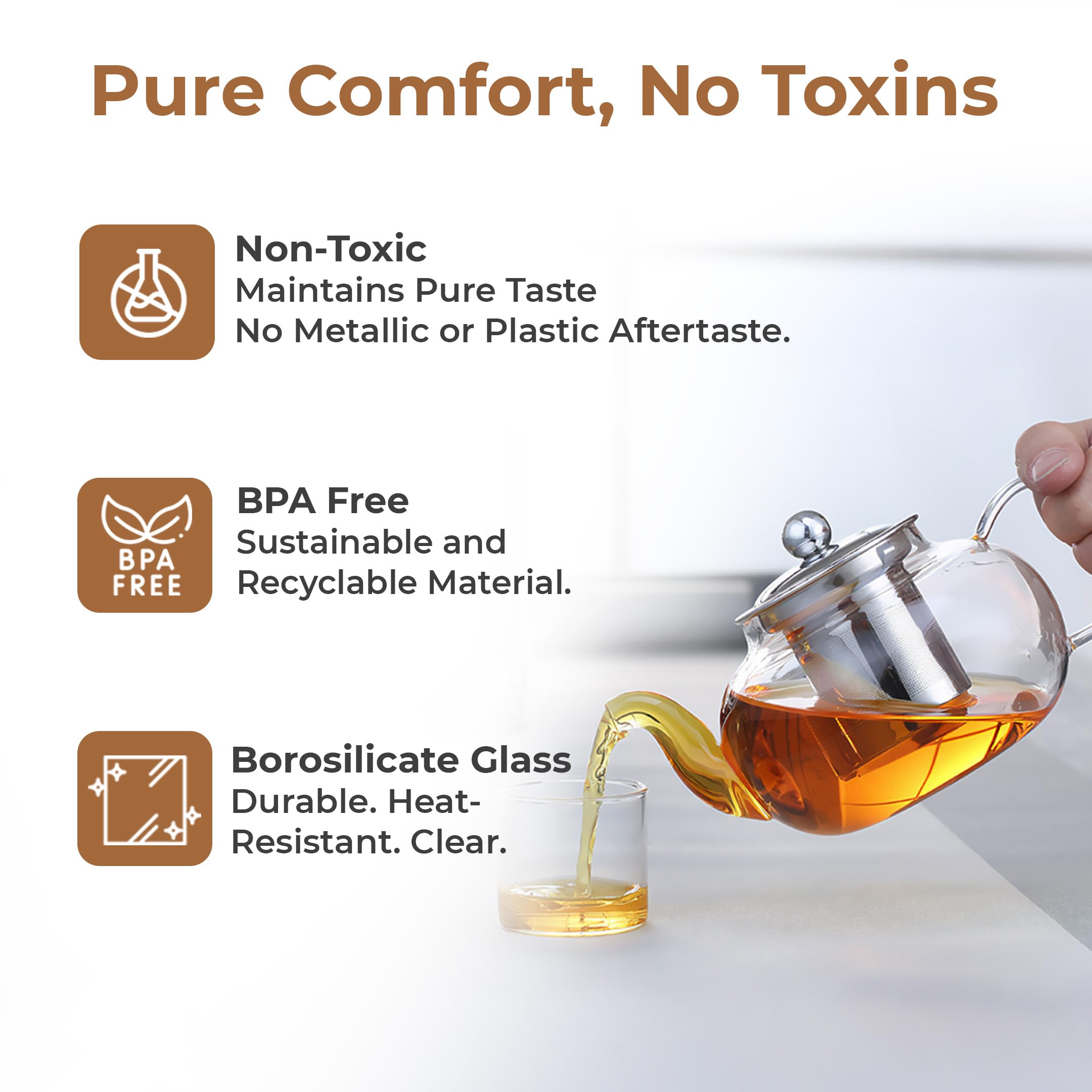 Glass Tea Pot with Infuser - Brew Tea & Coffee -6 Glass Tea Pot with Infuser - Brew Tea & Coffee -6