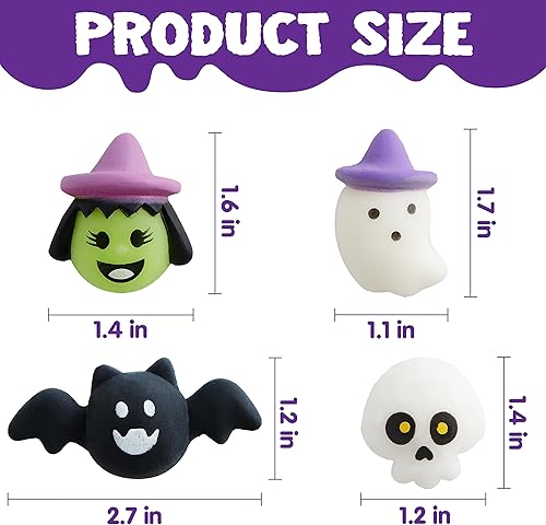 Miniatura 4 de JOYIN 36 piezas de juguetes blandos Mochi de Halloween en bolsas ciegas con 12 personajes de Halloween para aliviar el estrés, bolsa sorpresa de