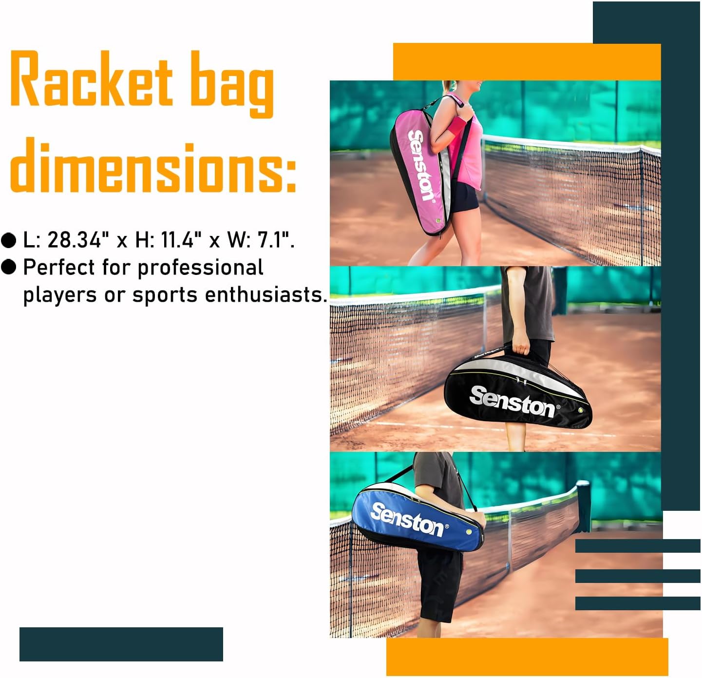 Senston Tennis/Badminton Racket Bag,Single Shoulder Racket Bag Racquet Bag,Waterproof And Dustproof.