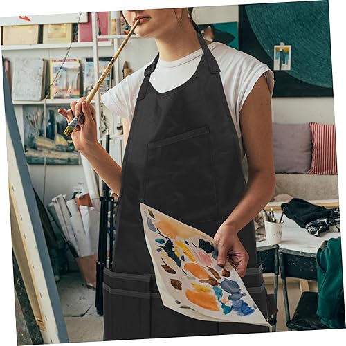 Miniatura 7 de ABOOFAN Adjustable Artist Apron with Tool Storage Oilproof Painting Work Clothes for Comfortable Use Black S