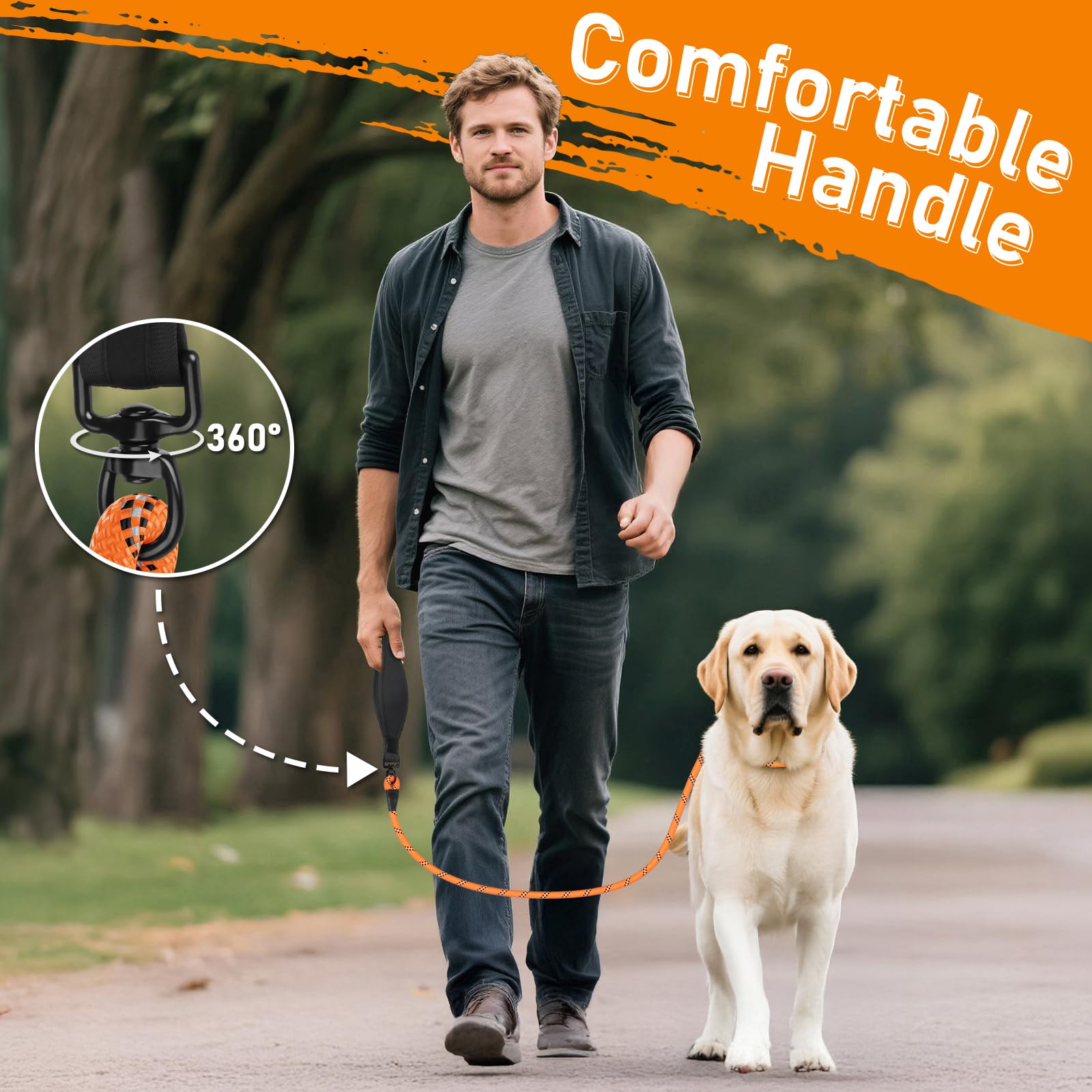 Kdsvakd Slip Lead for Dogs Anti Pull Dog Training Leads with 360° Comfortable Padded Handle and Collar Attachment - Image 4