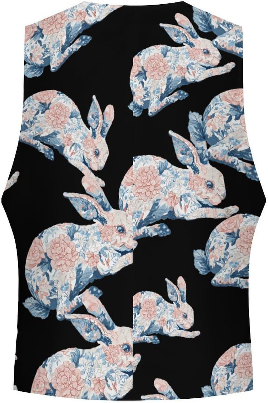 Floral Rabbits Men's Formal Suit Vest Slim Waistcoat for Business Tuxedo Dress