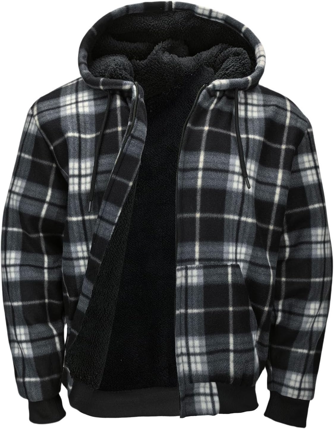 Dicodoum Winter Hoodies for Men，Sherpa Fleece Lined Jackets Thermal Fashion Hooded Coats Zip Up Sweatshirt