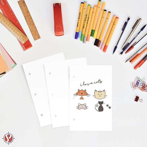 Miniatura 4 de Papel de media letra perforada de 3 agujeros, hojas blancas brillantes, para carpetas de 3 anillos y portapapeles, 8.5 x 5.5 pulgadas, enlace de 24