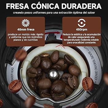 AMZCHEF Molinillo de Café Eléctrico con Soporte Desmontable y Contenedor | Panel Táctil LCD | 24 Regulable de Molido Molinillo de Café con Muelas para Espresso/Drip/Pour Over/Cold Brew/French Press2