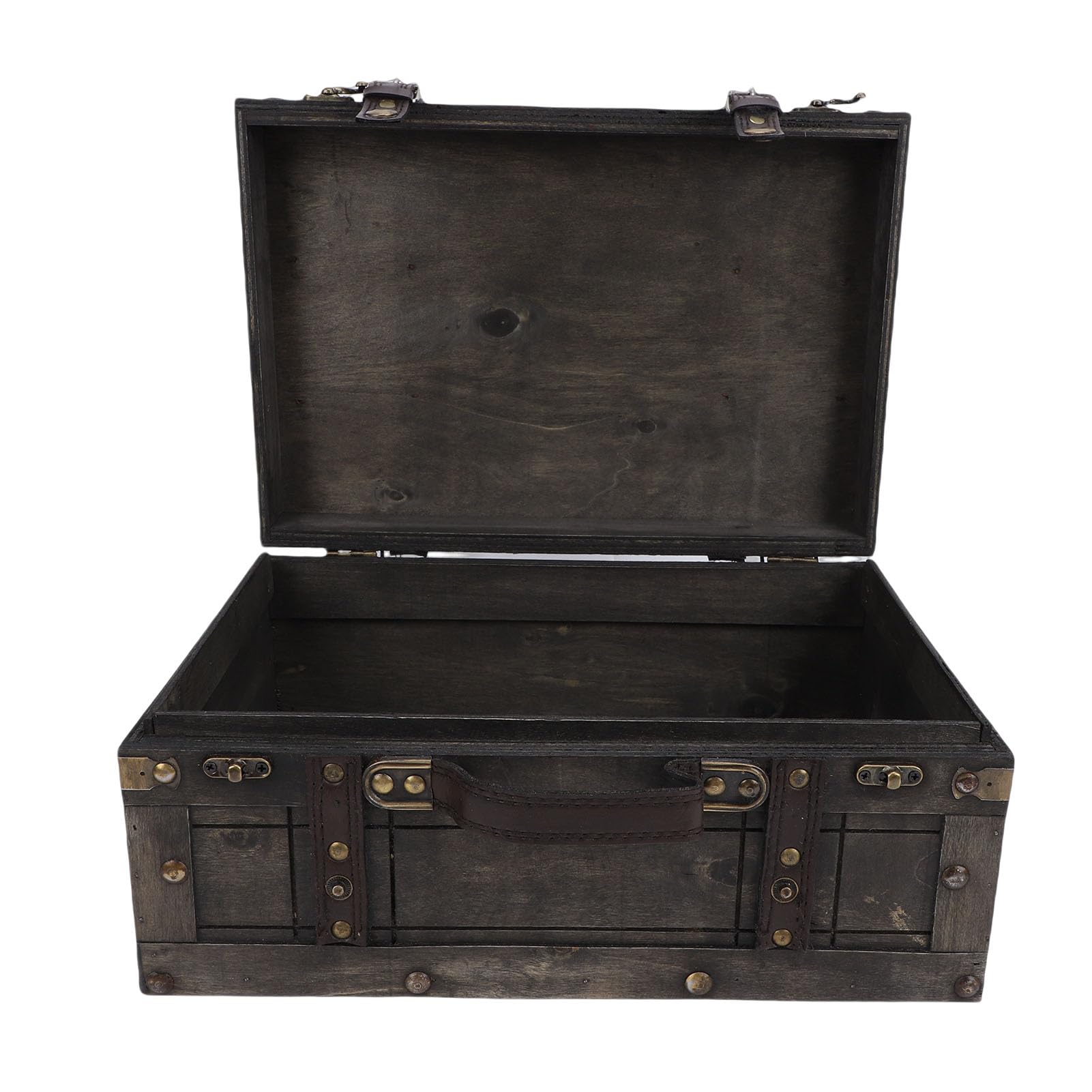 mingzhe Valigia retrò con Baule Portaoggetti Vintage in Legno con Manico in Pelle PU e Serratura Lega di Alluminio per la Collezione di Oggetti Fotografici per la Decorazione Domestica (Retro Grigio