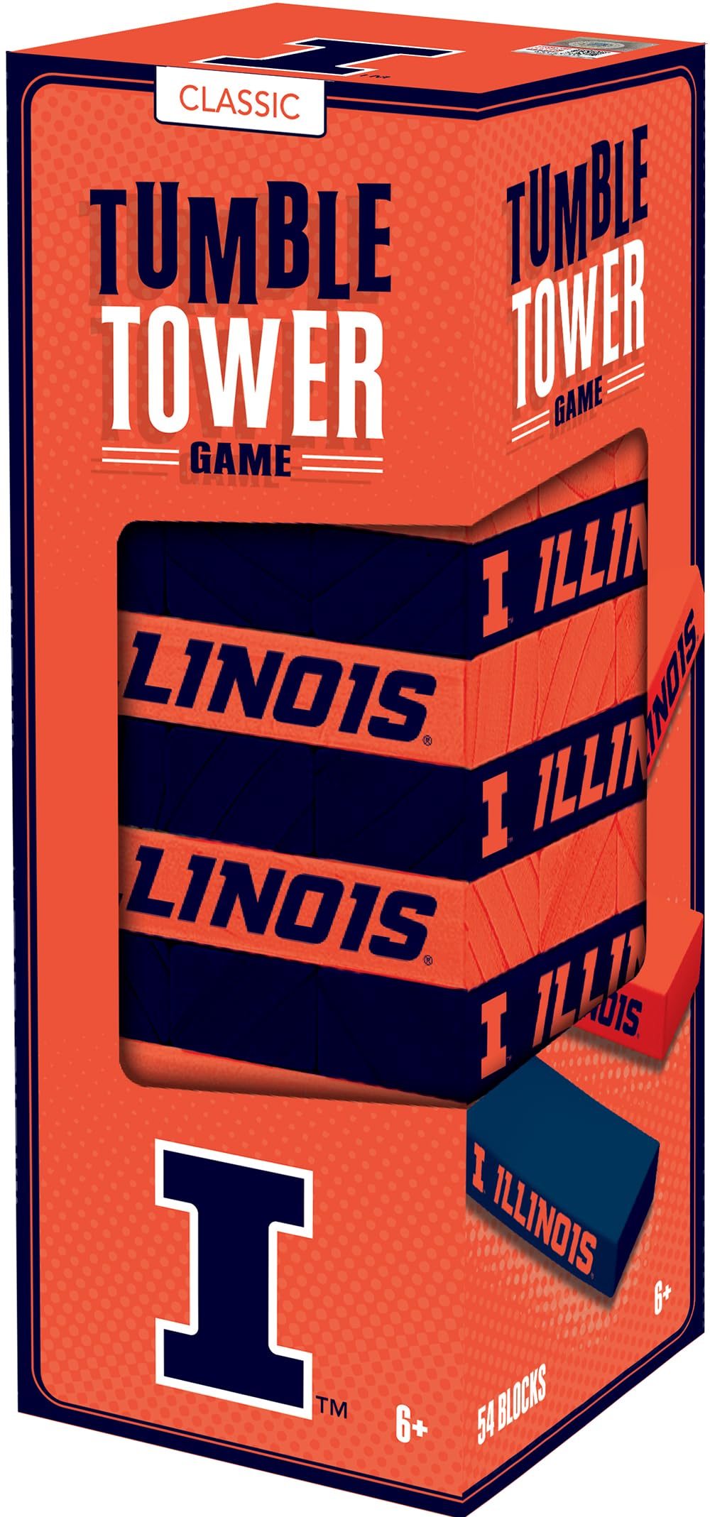 MasterPieces NCAA Illinois Fighting Illini Tumble Tower - Real Wood Blocks, Merchandise
