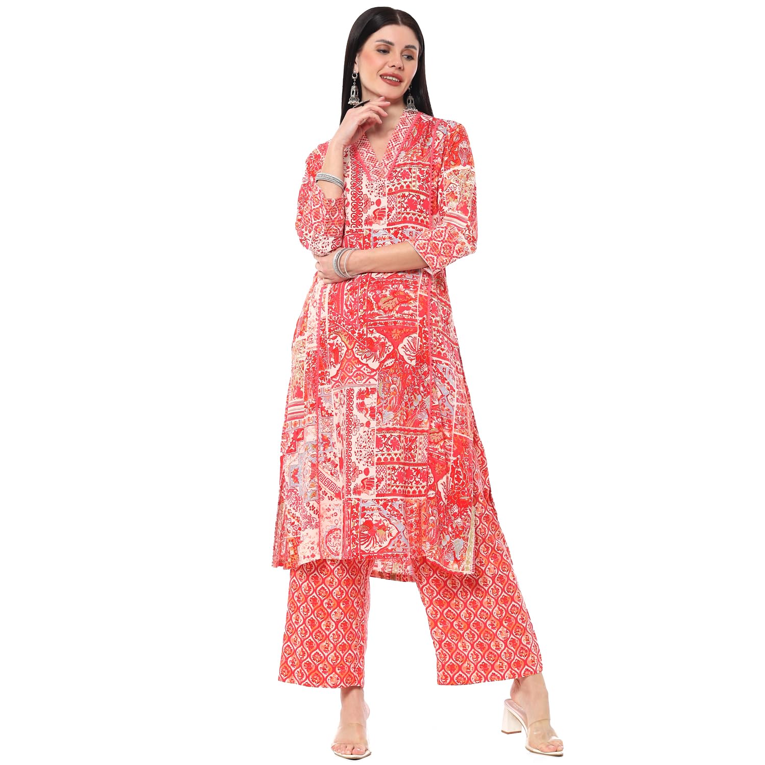BIBA Women Viscose Straight Kurta Set