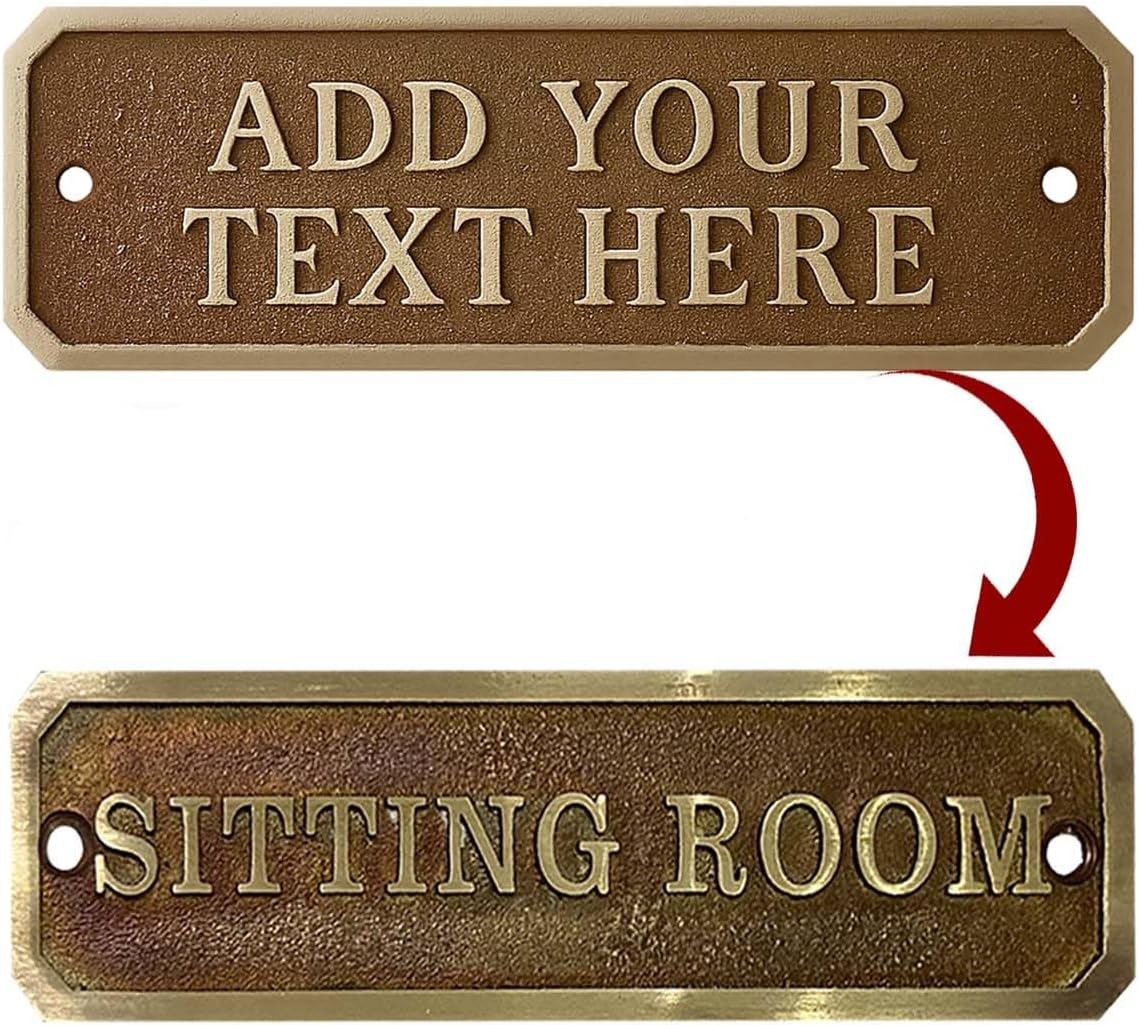 Personalized Brass Name Plate – Handmade Antique Bronze Sign with 3D Cast Letters| Custom Engraved Plaque| Easy to Install (20x6 cm)