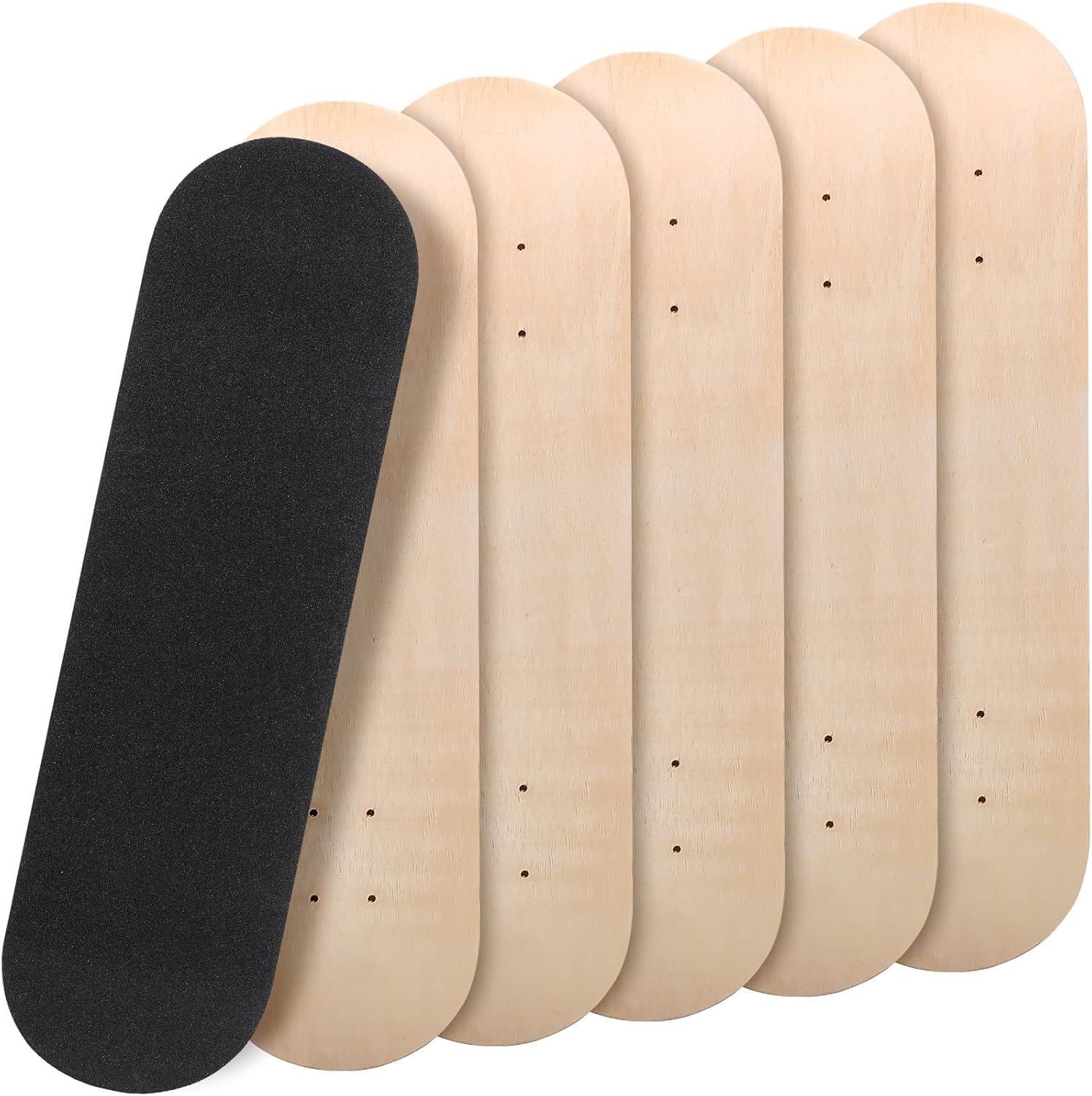 Meooeck 6-Pack Blank Maple Skateboard Decks 28x8 Inches - 7-Layer Wooden Decks with Sandpaper Grip for Painting & DIY Art