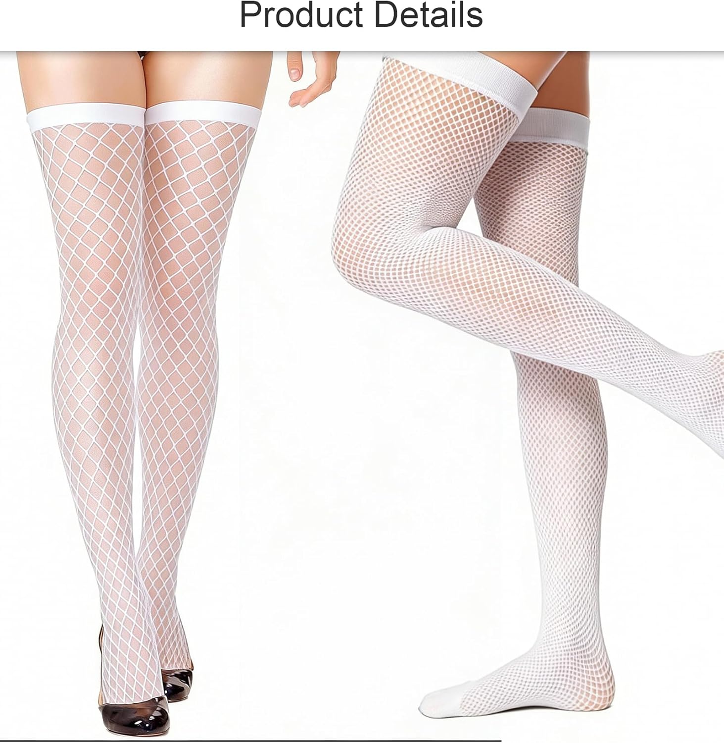 White Fishnet, 2 Pcs White Fishnet Stockings Elasticity Slimming and Leg-shaped for Women - Image 2