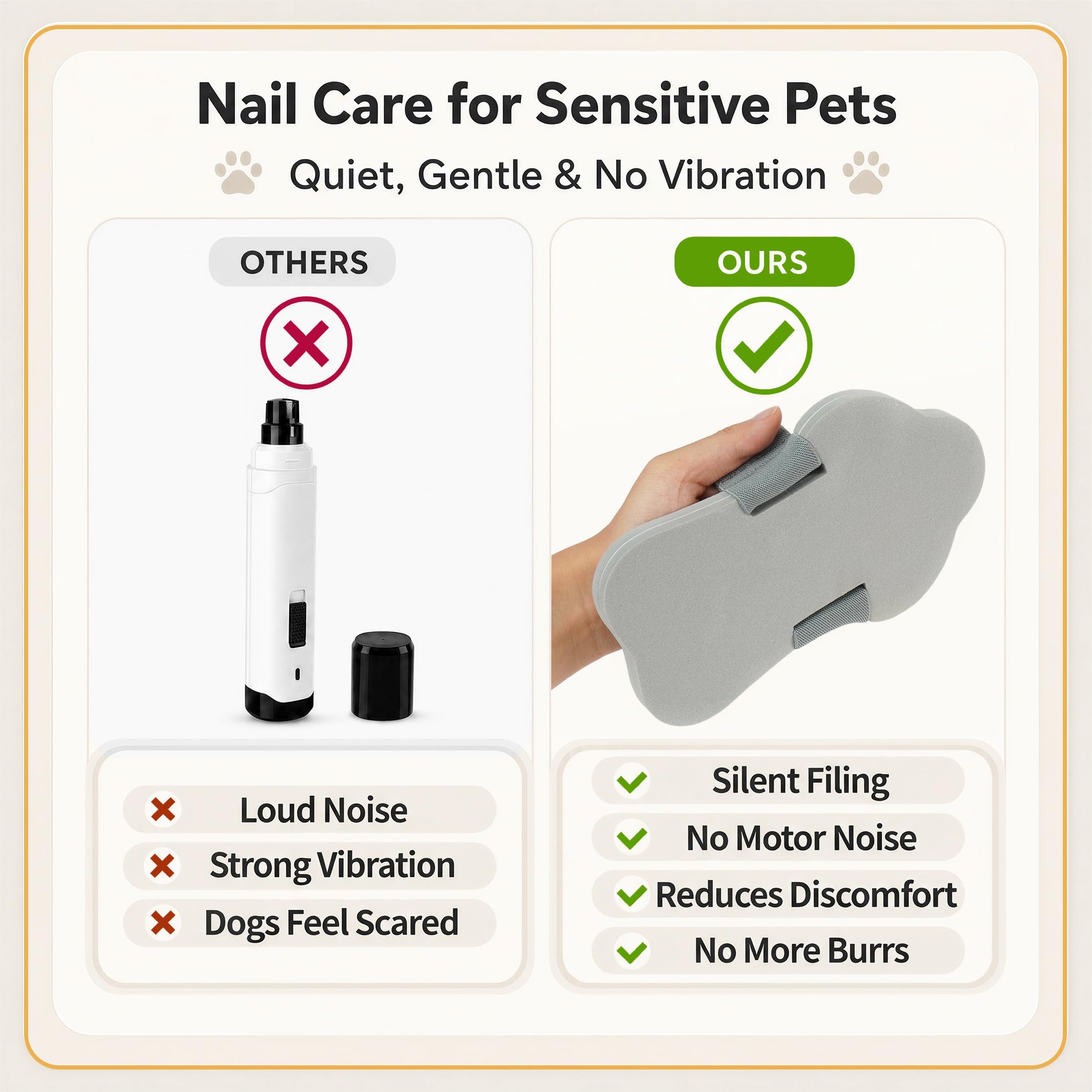 Planche à ongles portable pour chien avec dragonne pour chien nerveux | Polissoir à ongles silencieux sans stress pour chien et chat de petite, moyenne et grande taille