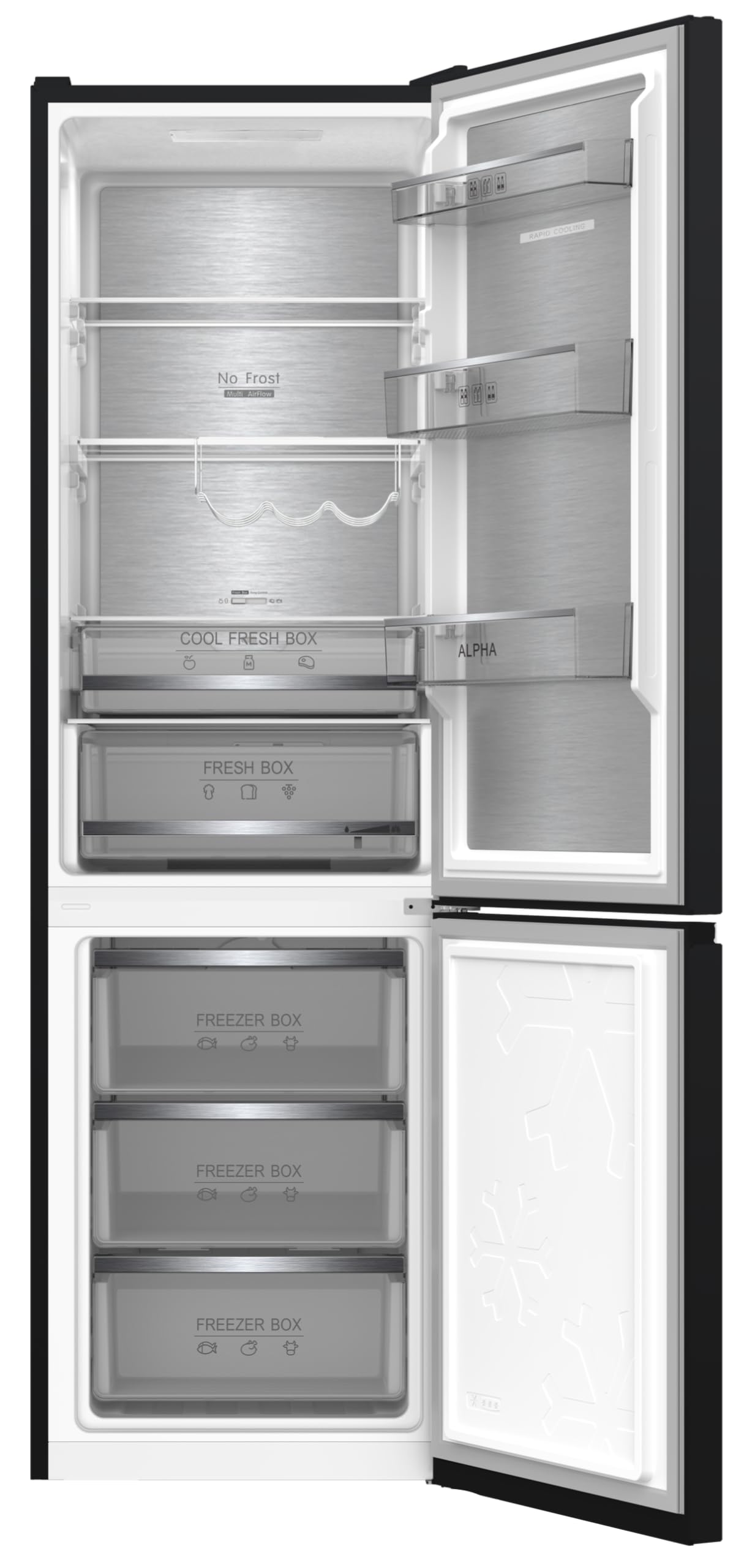ALPHA Frigorífico Combi Pegasus Elite Pro-195 Cristal Negro, No Frost. | No Frost