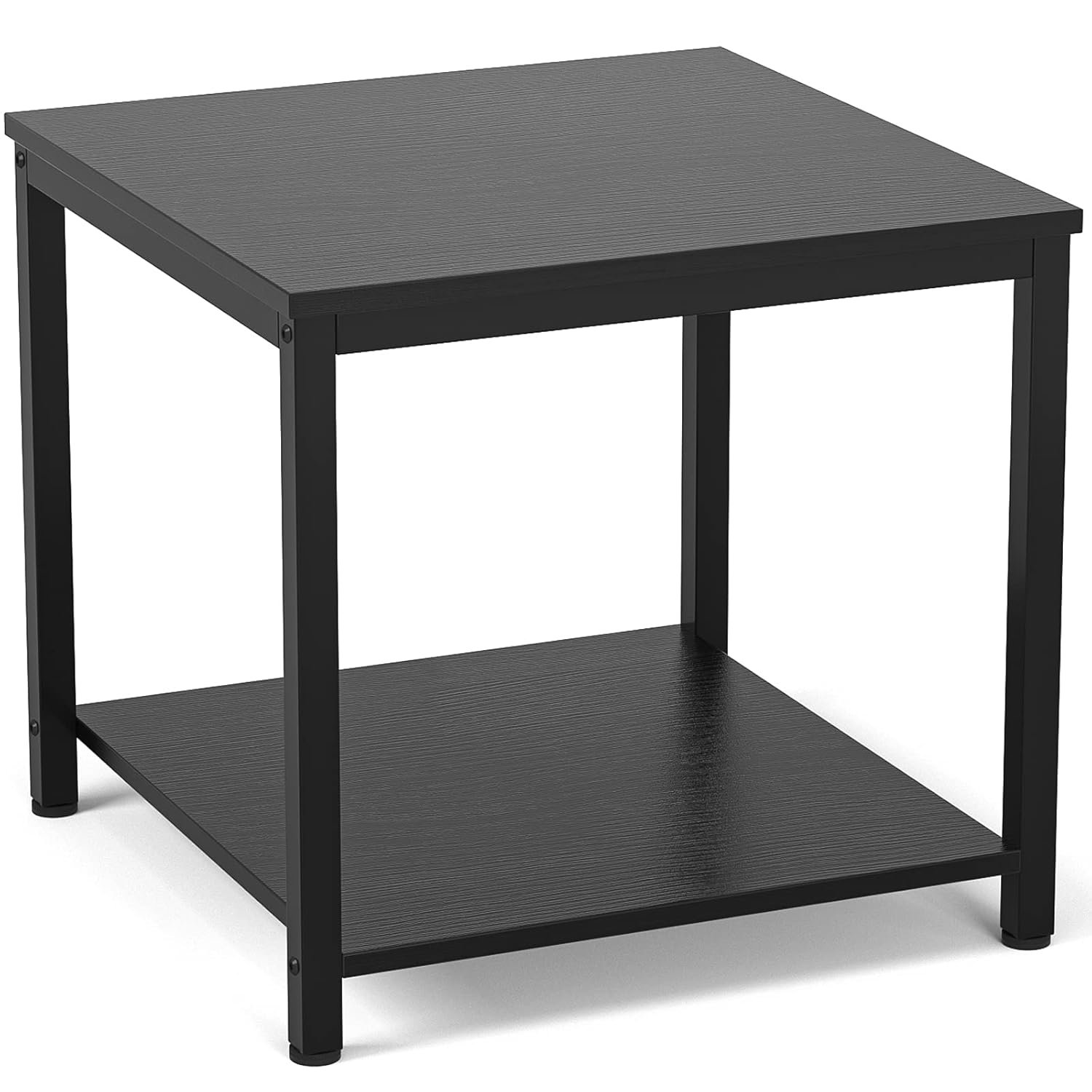 Homieasy Side Table 20 Inch Square 2-Tier Coffee Tea End Table Nightstands for Sofa Couch Bed Metal Wood