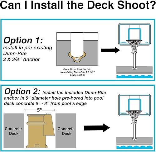 Miniatura 2 de Dunn-Rite Products Deck Shoot - Juego de aros de baloncesto montados junto a la piscina, elige blanco o transparente