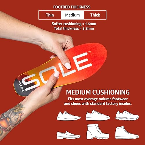 Miniatura 2 de SOLE Plantillas de fascitis plantar medianas de rendimiento, para hombres y mujeres, insertos de soporte de arco para la salud de los pies y el