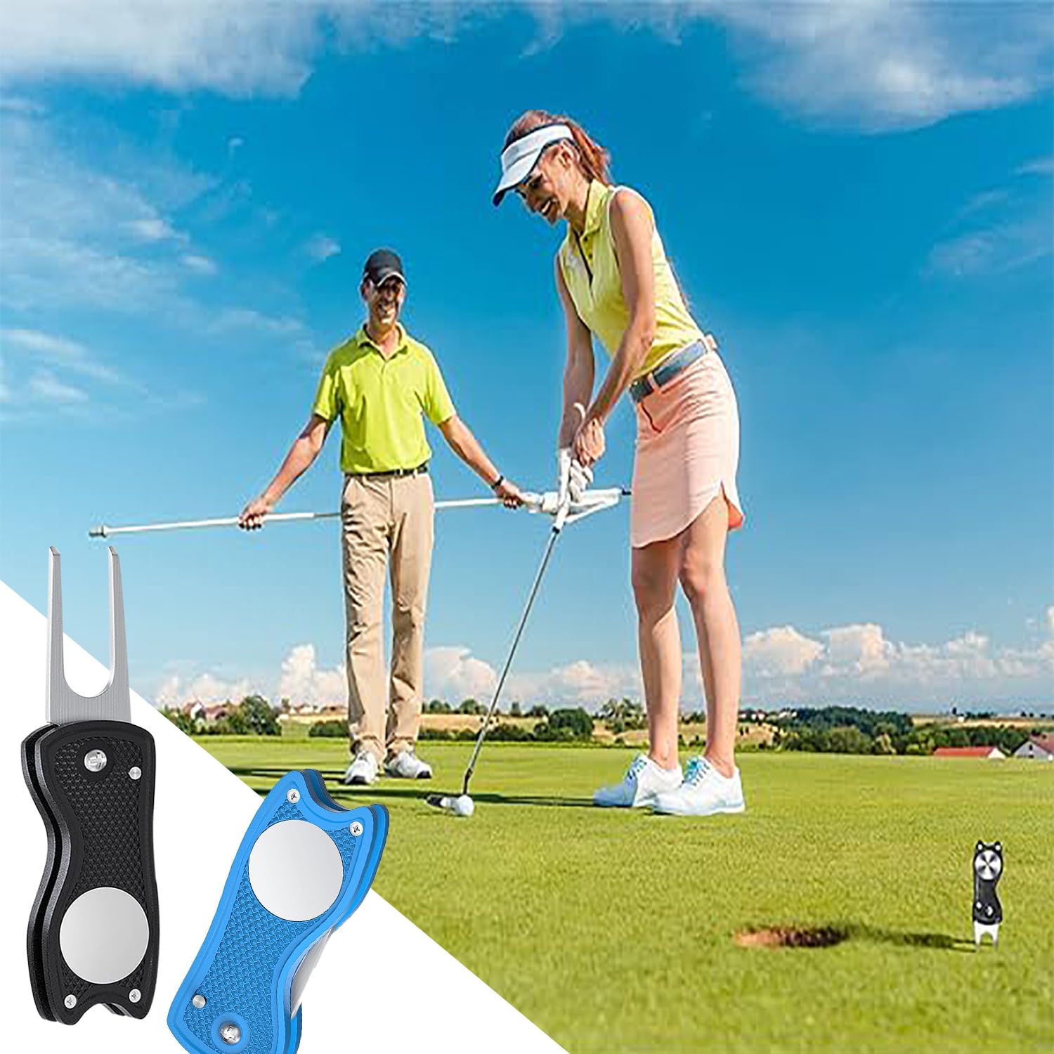 Pacco Divot Golf Pieghevoli Metallo Attrezzo Mini Riparazione Forcella Green Marcatore Magnetico Palline
