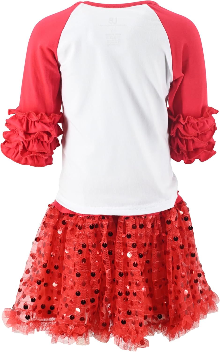 Girls 2 Piece Ruffled Sleeve Tulle Kids Toddler Skirt Set Dress Outfit