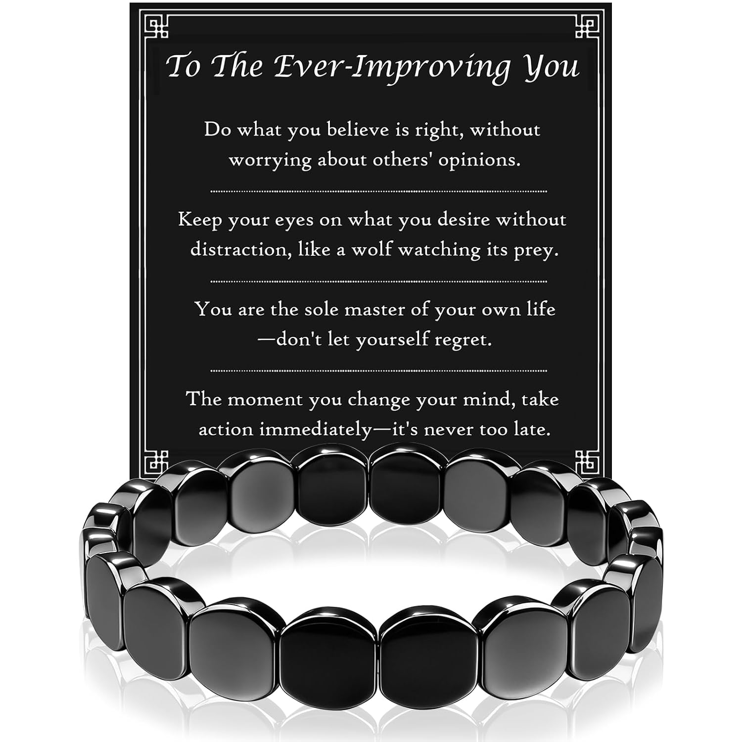 Saintda Hematite Bracelet,Natural Healing Hematite Bracelet Men Confidence Inspirational Gifts Jewellery Bracelet For Men