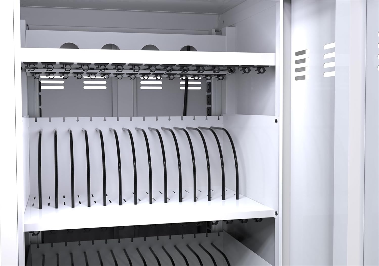 30 Devices Mobile Charging Cart and Cabinet Laptop Storage Cart Lockable Charging Station Easy Manage Cables Up to 16.3" Screen for Tablets Laptops, Laptop Computer, and Chromebook, White