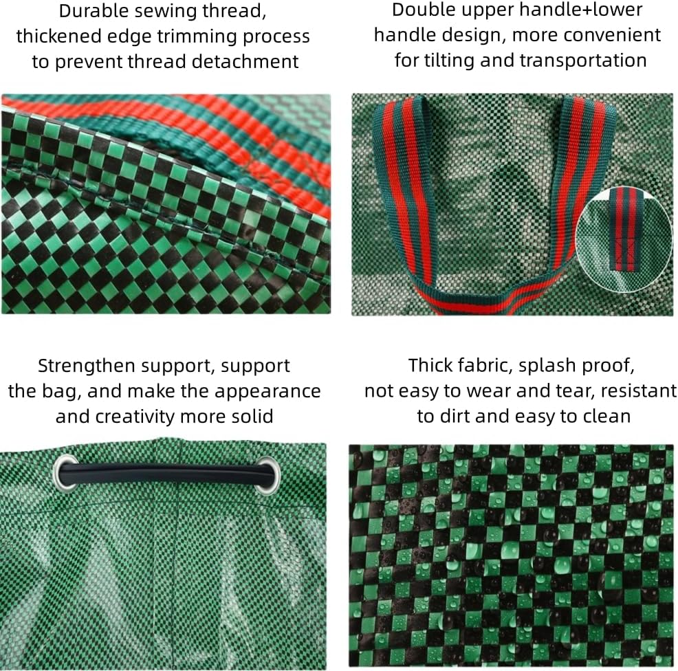 3 Pack 72 Gallon Lawn Bags, Leaf Collector, Leaf Bags, Reusable Yard Waste Bags, Reusable Yard Garden Bags for Leaves Lawn Trash(Green)