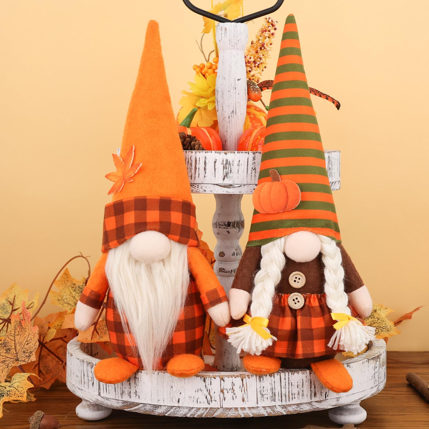 Thanksgiving Decorations for Home - Cute Thanksgiving Gnomes Plush for Office, Indoor, Living Room, Tiered Tray, Harvest Table Supplies Fall Home Decor - Image 2