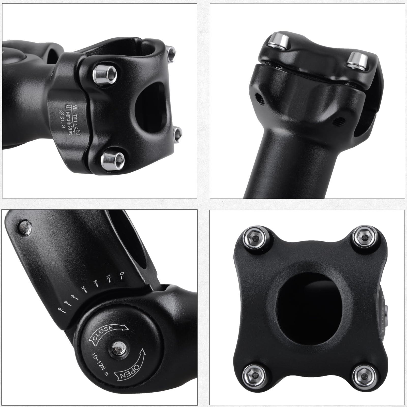 Azarxis Mostek MTB 25,4 31,8 mm Kierownica 70, 80, 90, 110, 120, 130 mm, 17, 35, 45 stopni, 60 stopni, regulowana do roweru szosowego, BMX