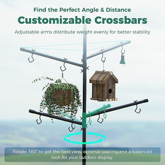 Bird Feeder Pole with Squirrel Baffle, 92'' Inch 360 Rotating Heavy-Duty Bird House Pole for Outdoors,Adjustable Height,Universal Mount Kit for Bird Feeder Cameras&Houses (92'')